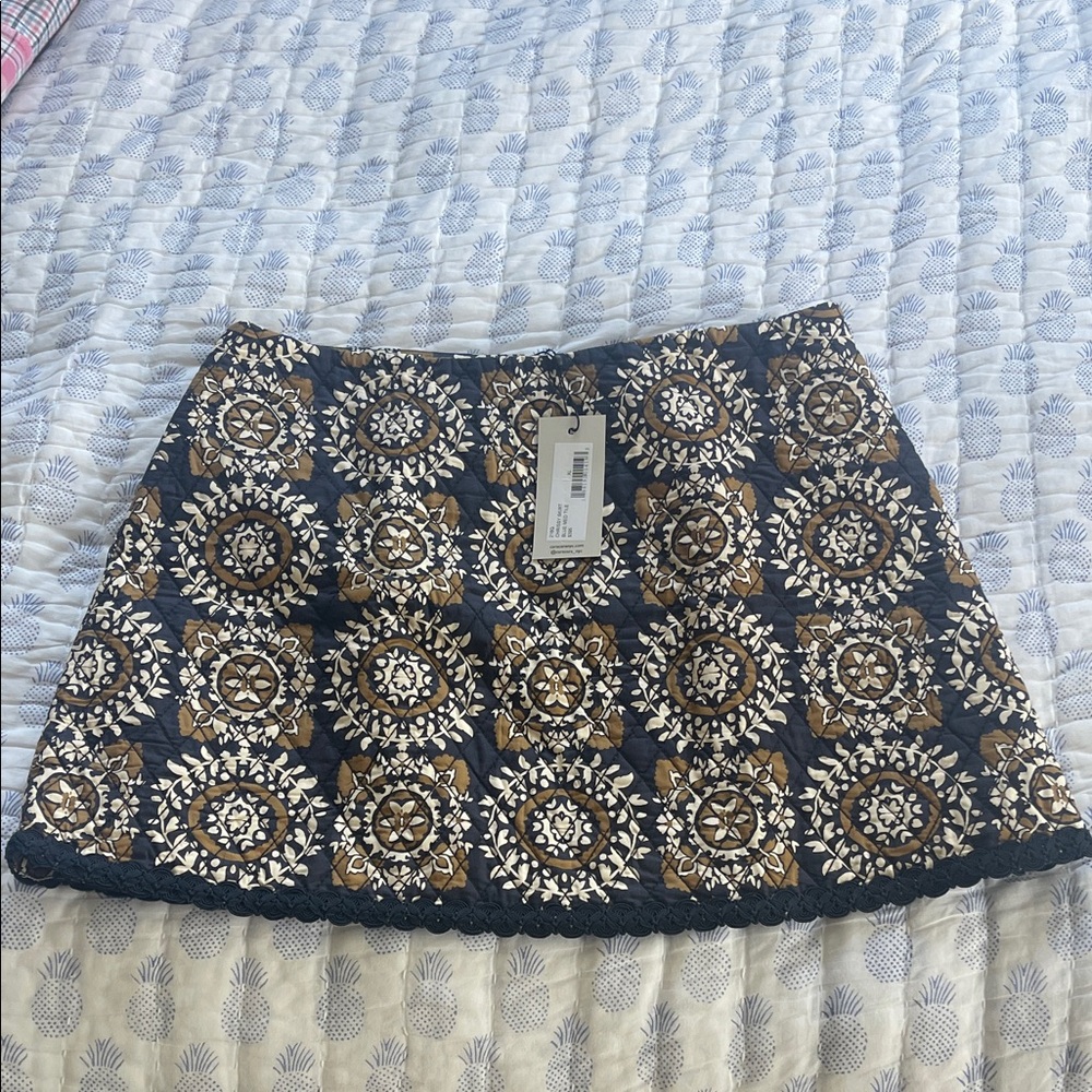 Cara Cara Navy and Gold Quilted Mini Skirt